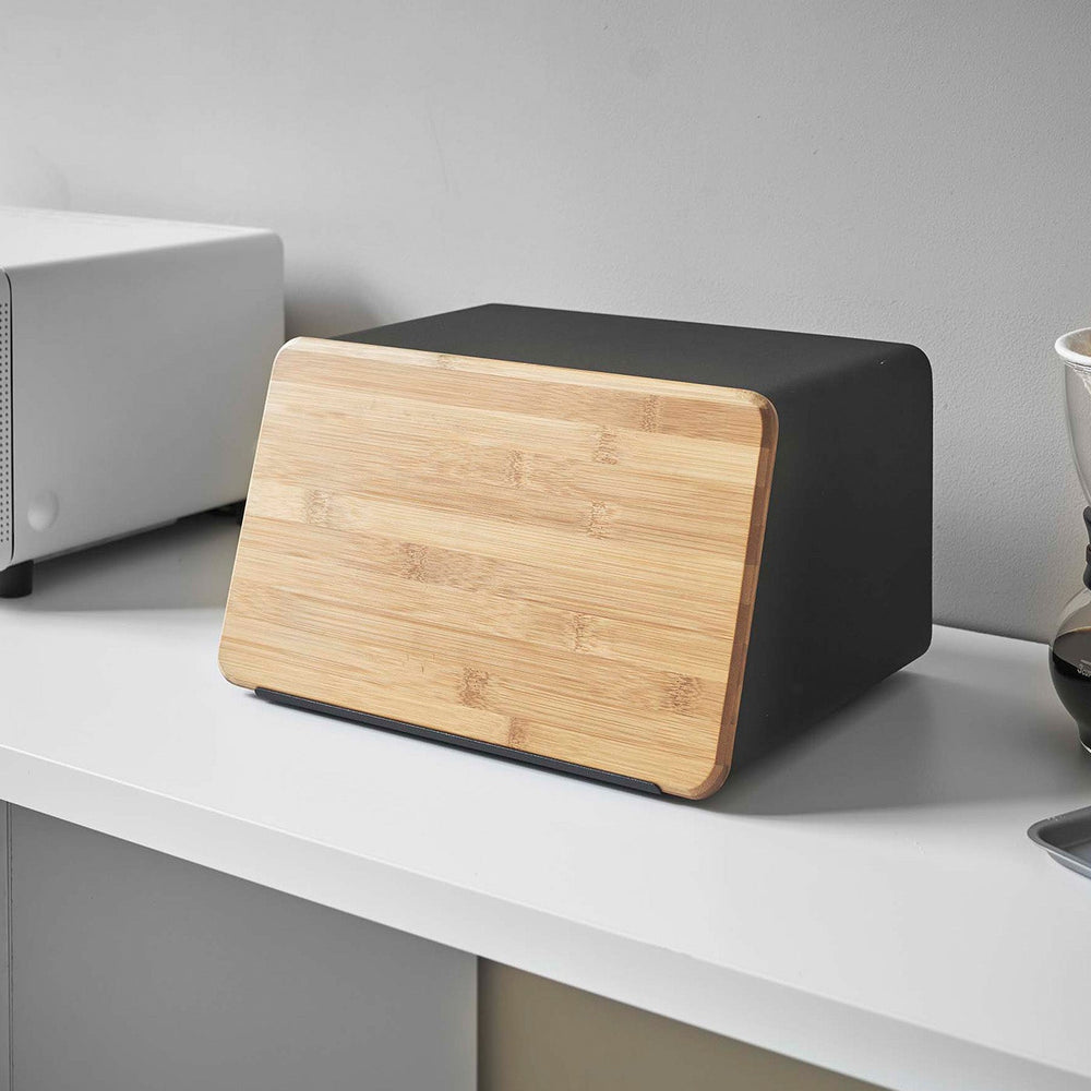 
                      
                        Steel Bread Box with Wood Cutting Board Lid
                      
                    