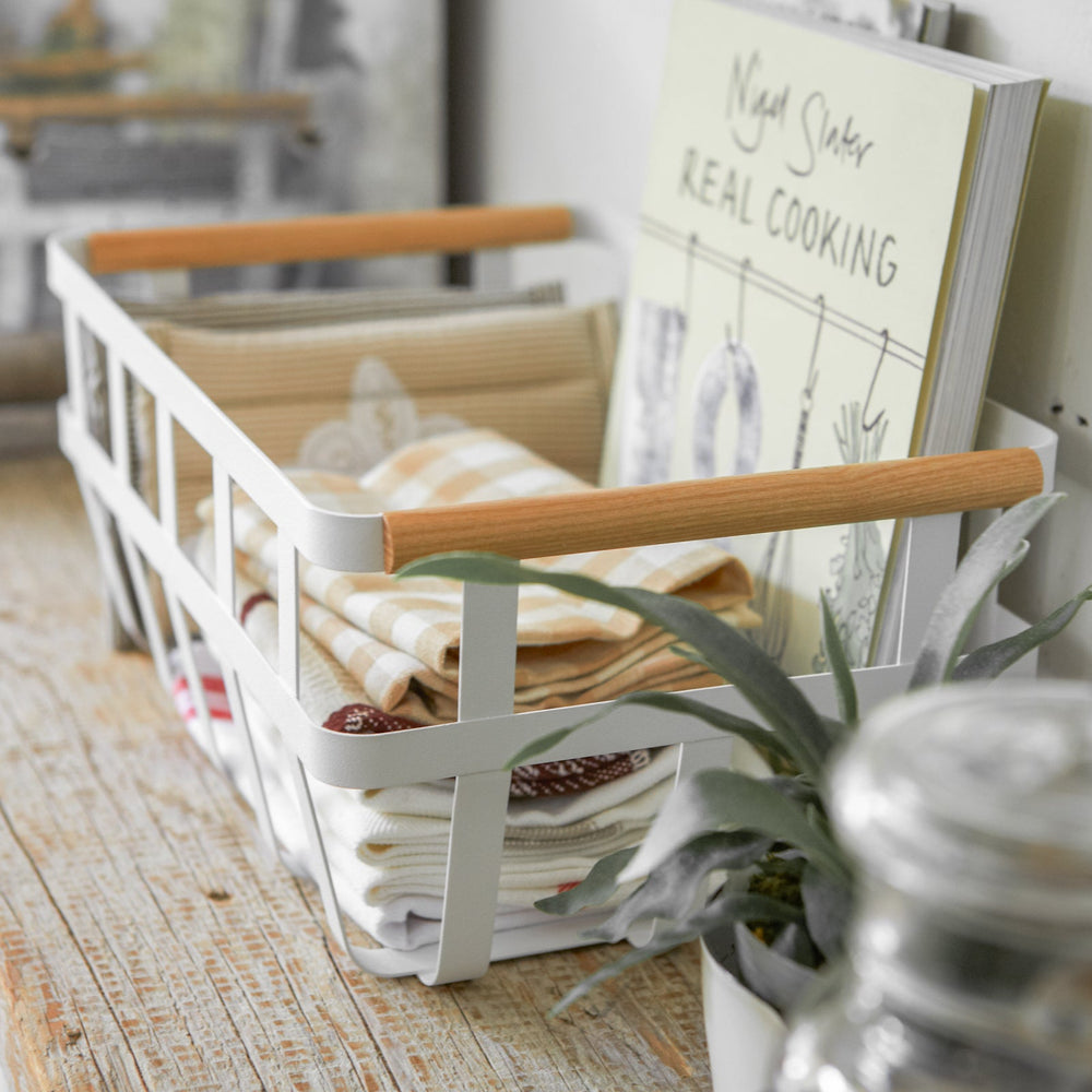 
                      
                        Steel Sorage Basket with Wood Handles, Medium
                      
                    