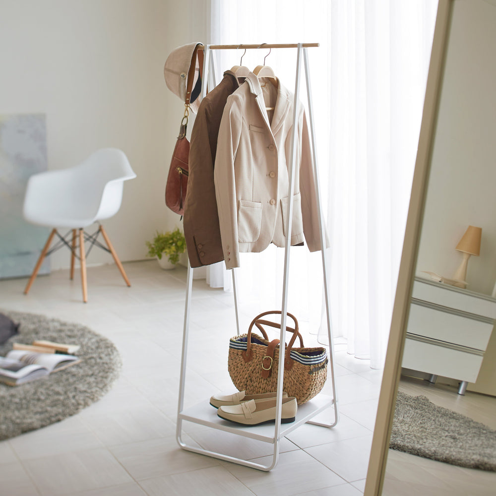 Steel Coat Rack with Shelf, 55" H