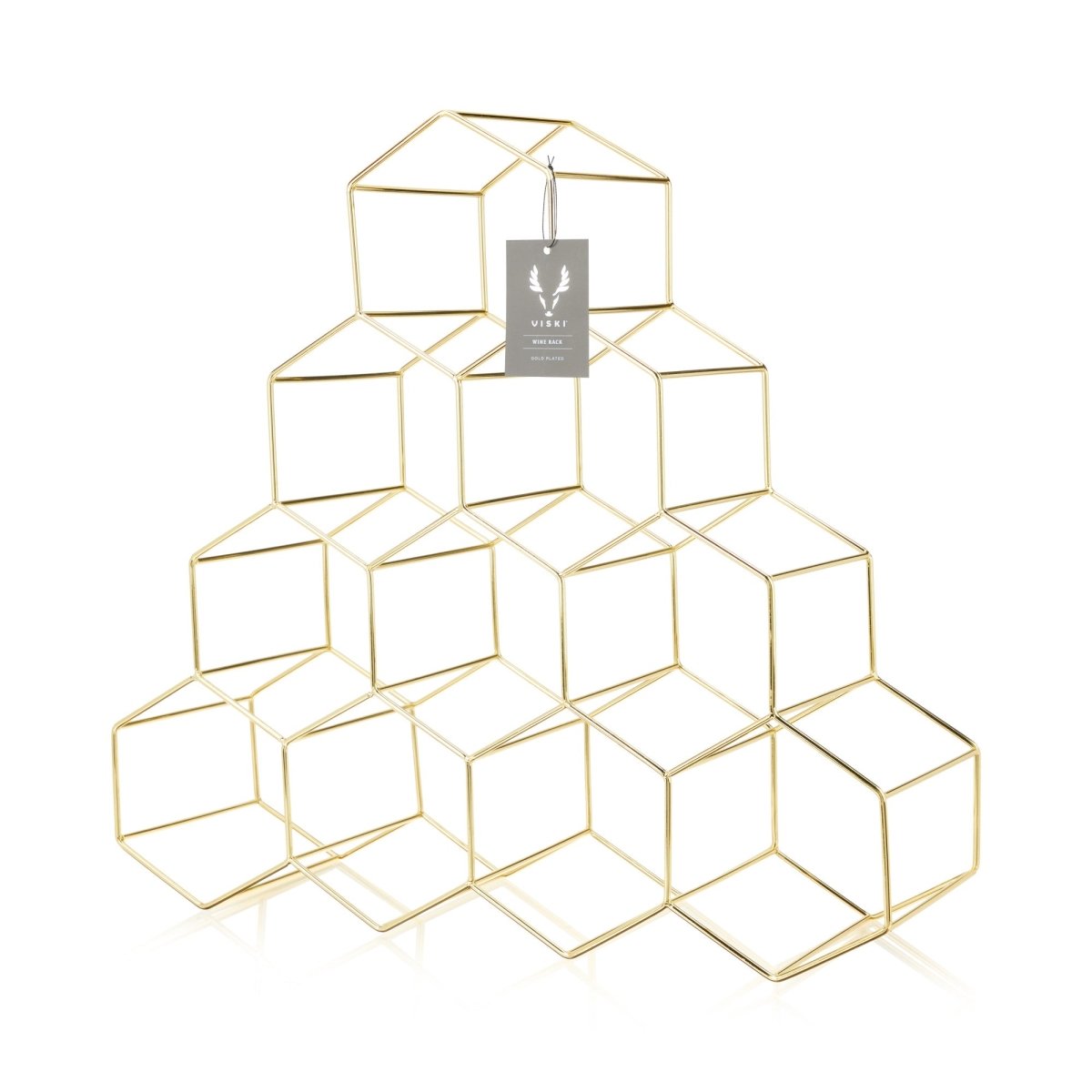 Viski 10-Bottle Gold Geometric Honeycomb Wine Rack - lily & onyx