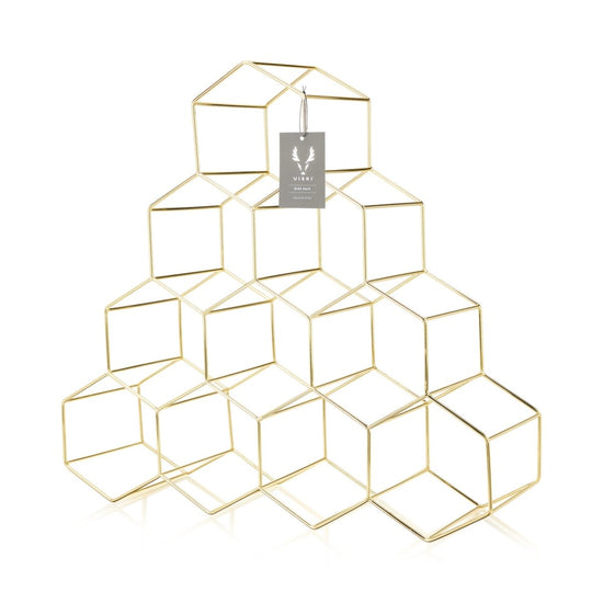 Viski 10-Bottle Gold Geometric Honeycomb Wine Rack - lily & onyx