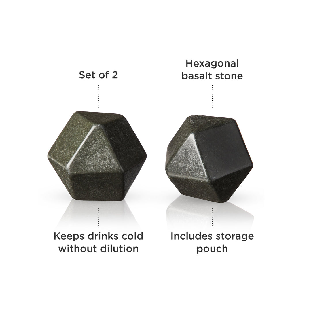 Viski Large Hexagonal Basalt Stones, Set of 2 - lily & onyx