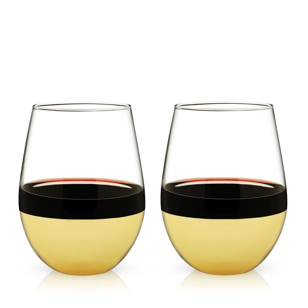 Viski Gold-Dipped Wine Tumblers, Set of 2 - lily & onyx