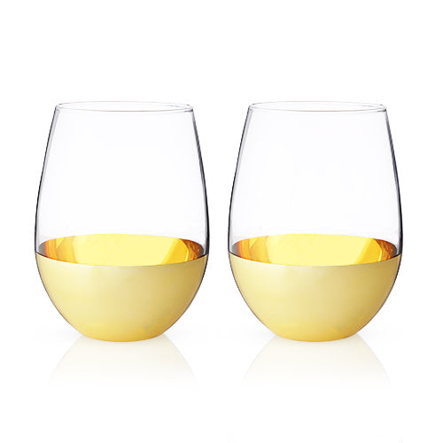 Viski Gold-Dipped Wine Tumblers, Set of 2 - lily & onyx