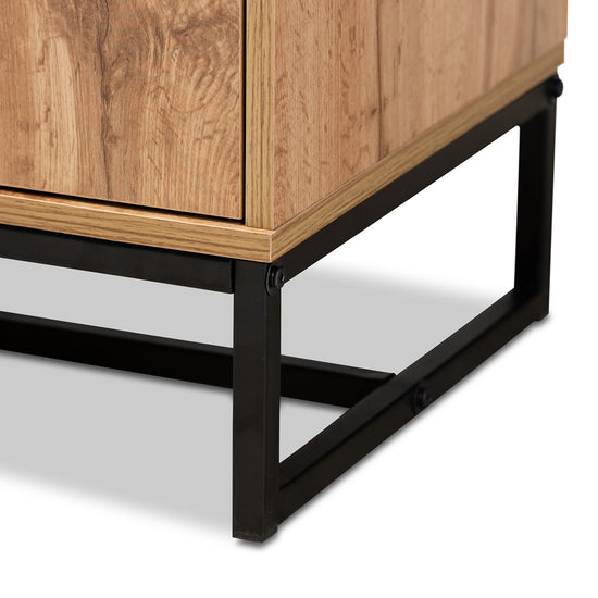 Baxton Studio Industrial Oak Finished Wood And Black Metal 3 Drawer Sideboard Buffet - lily & onyx