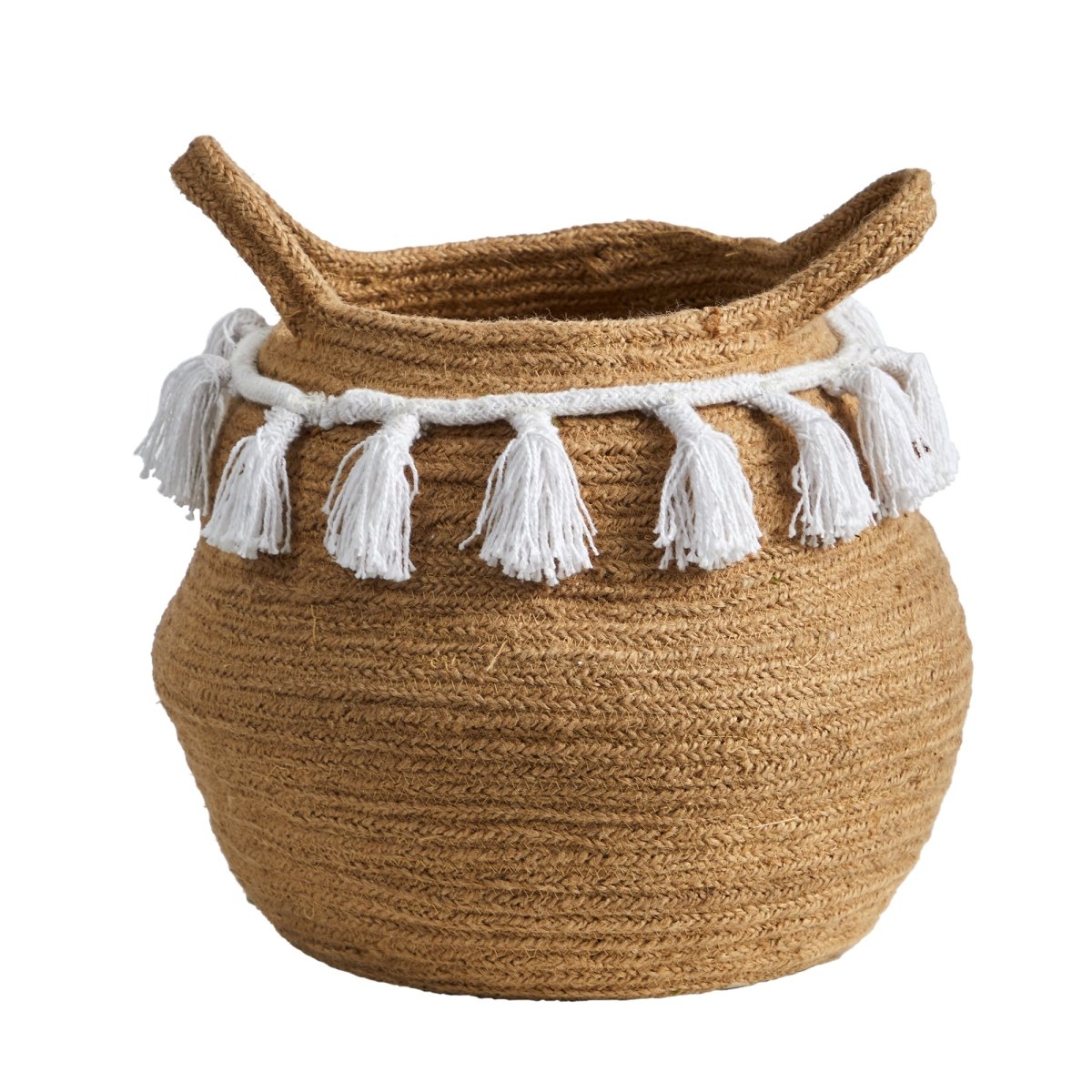 Load image into Gallery viewer, Nearly Natural 11” Boho Chic Handmade Natural Cotton Woven Planter With Tassels - lily &amp;amp; onyx
