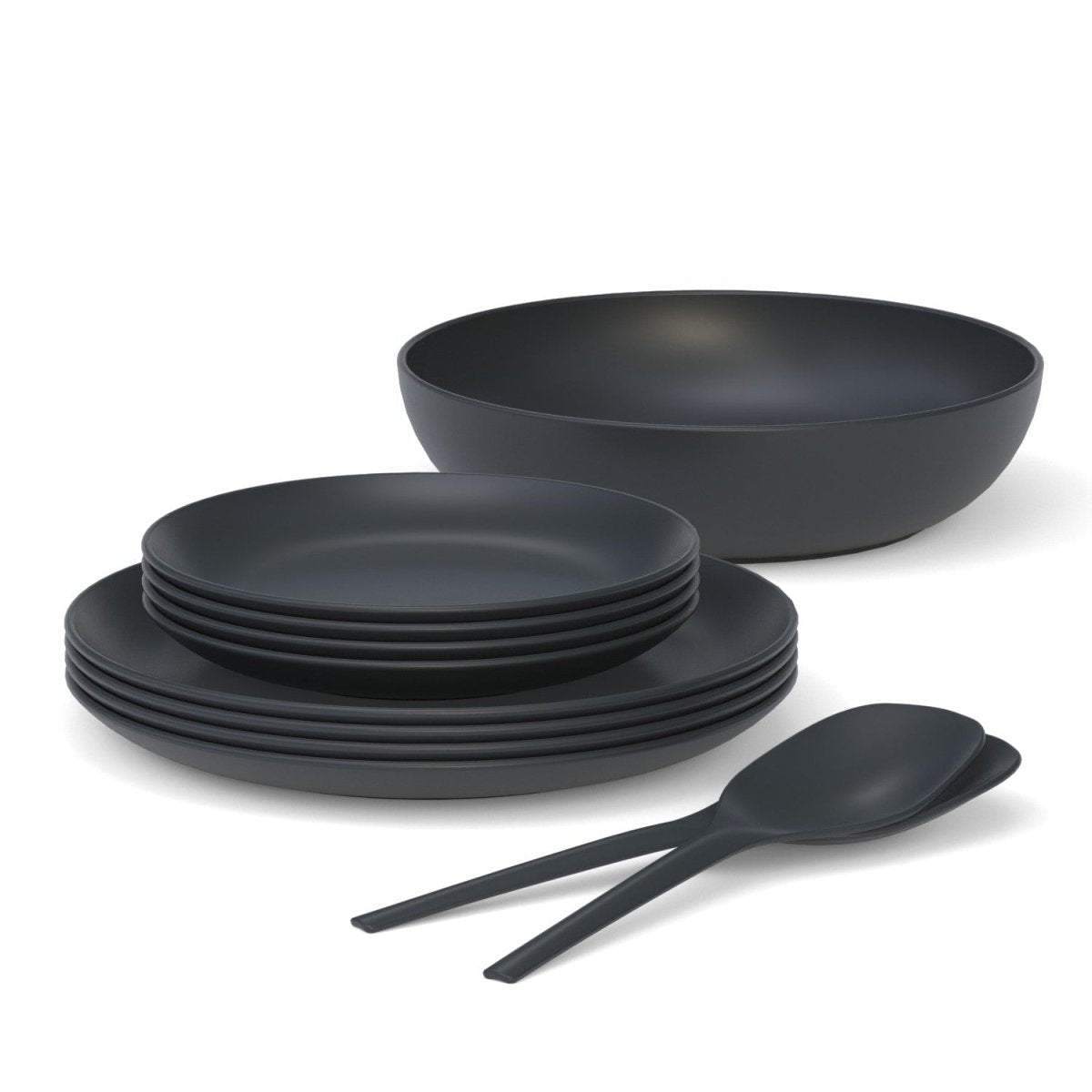EKOBO 11" Round Dinner Plate, Set of 4 - Black - lily & onyx