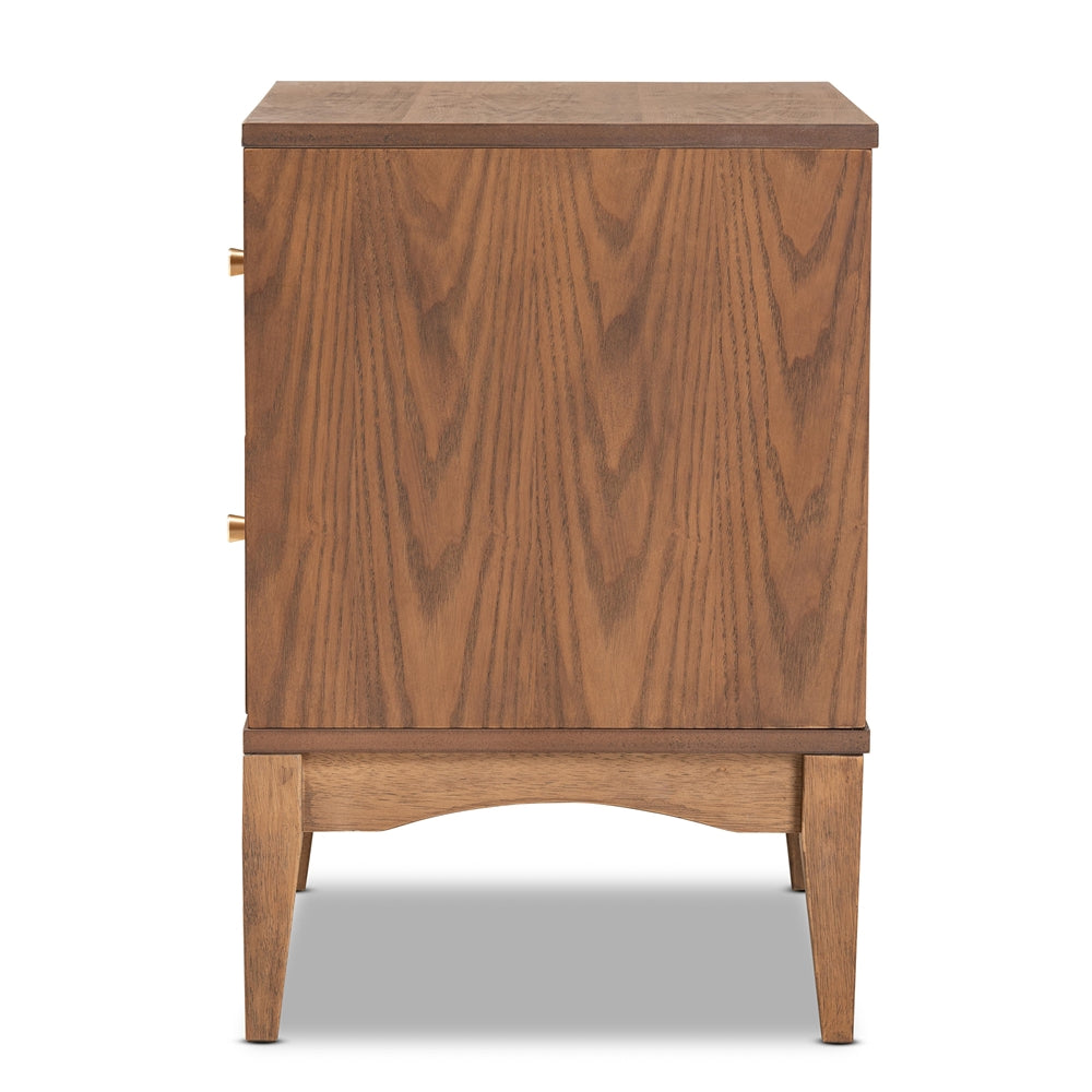 Load image into Gallery viewer, Baxton Studio Landis Mid Century Modern Ash Walnut Finished Wood 2 Drawer Nightstand - lily &amp;amp; onyx
