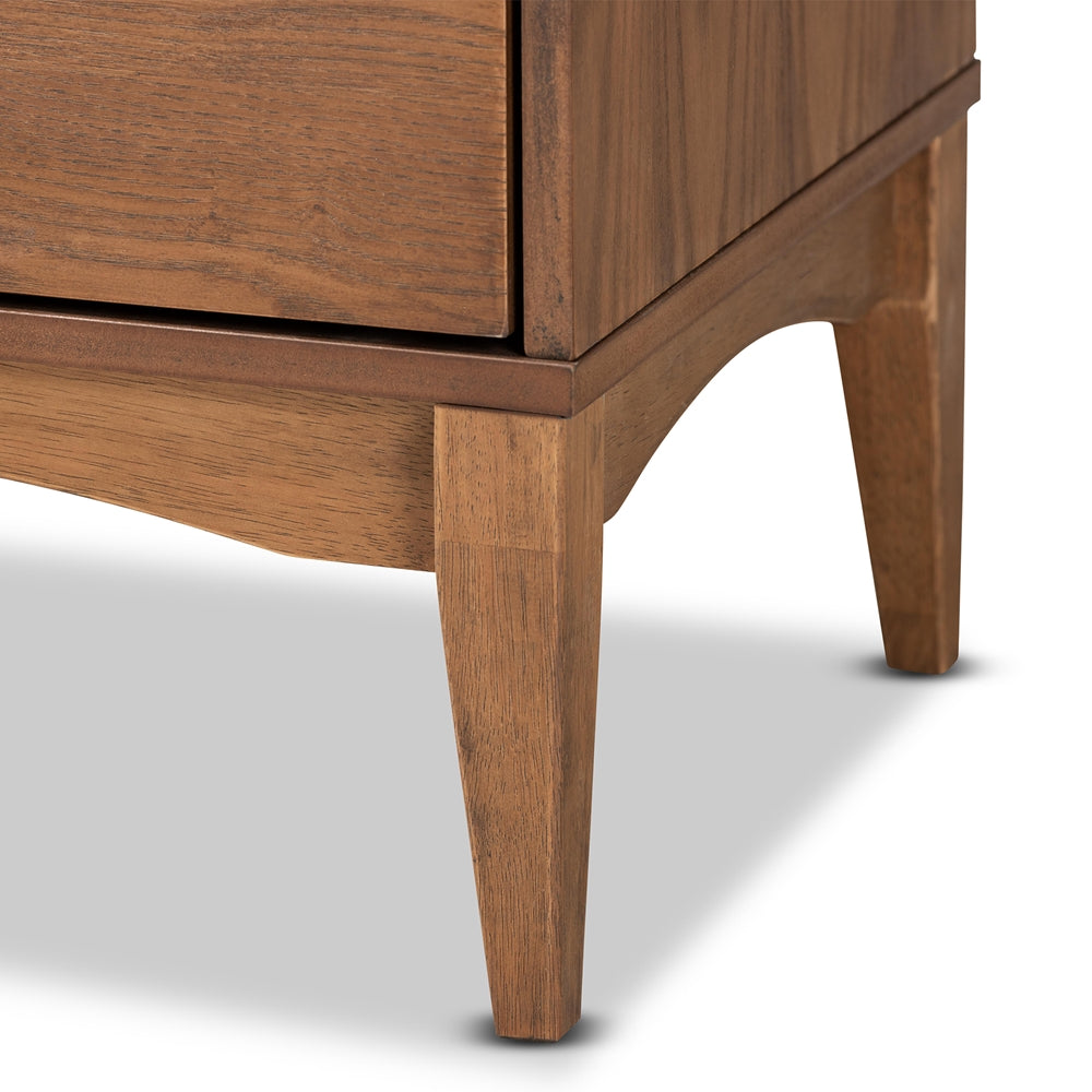 Load image into Gallery viewer, Baxton Studio Landis Mid Century Modern Ash Walnut Finished Wood 2 Drawer Nightstand - lily &amp;amp; onyx
