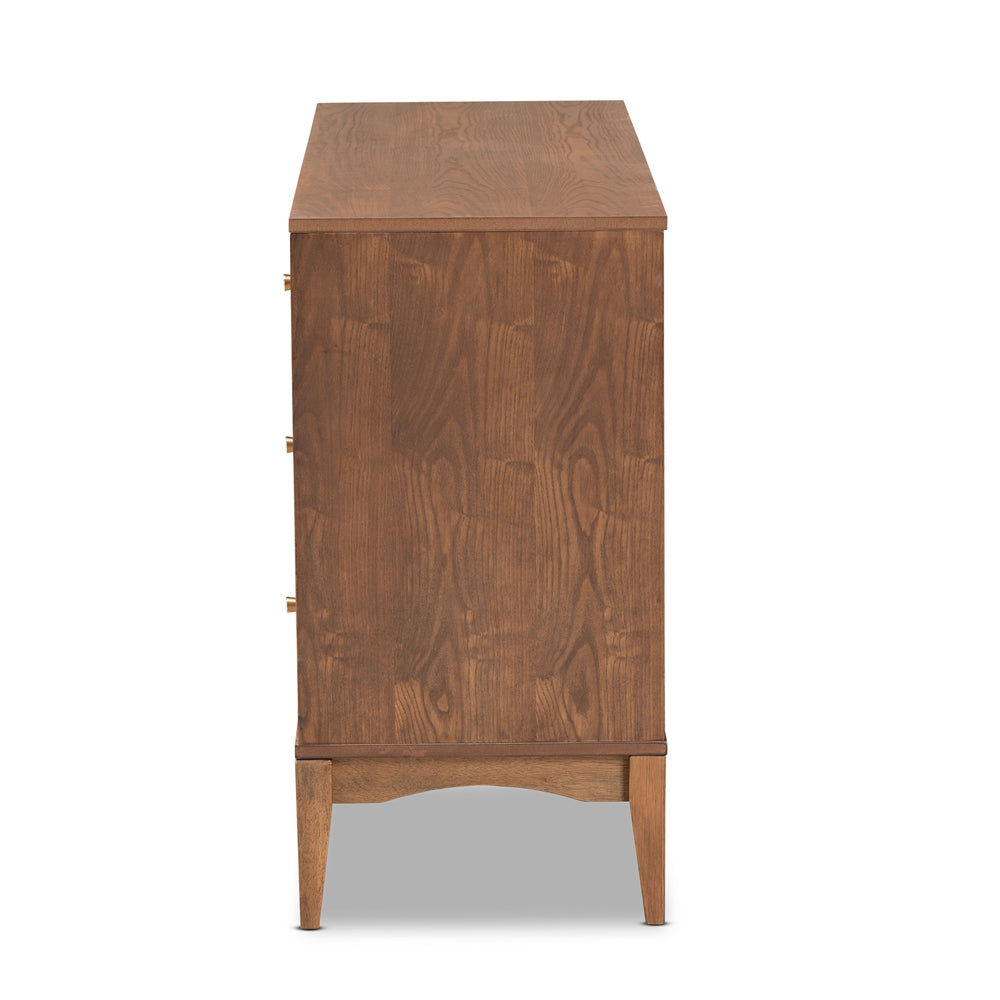 Baxton Studio Landis Mid Century Modern Ash Walnut Finished Wood 6 Drawer Dresser - lily & onyx