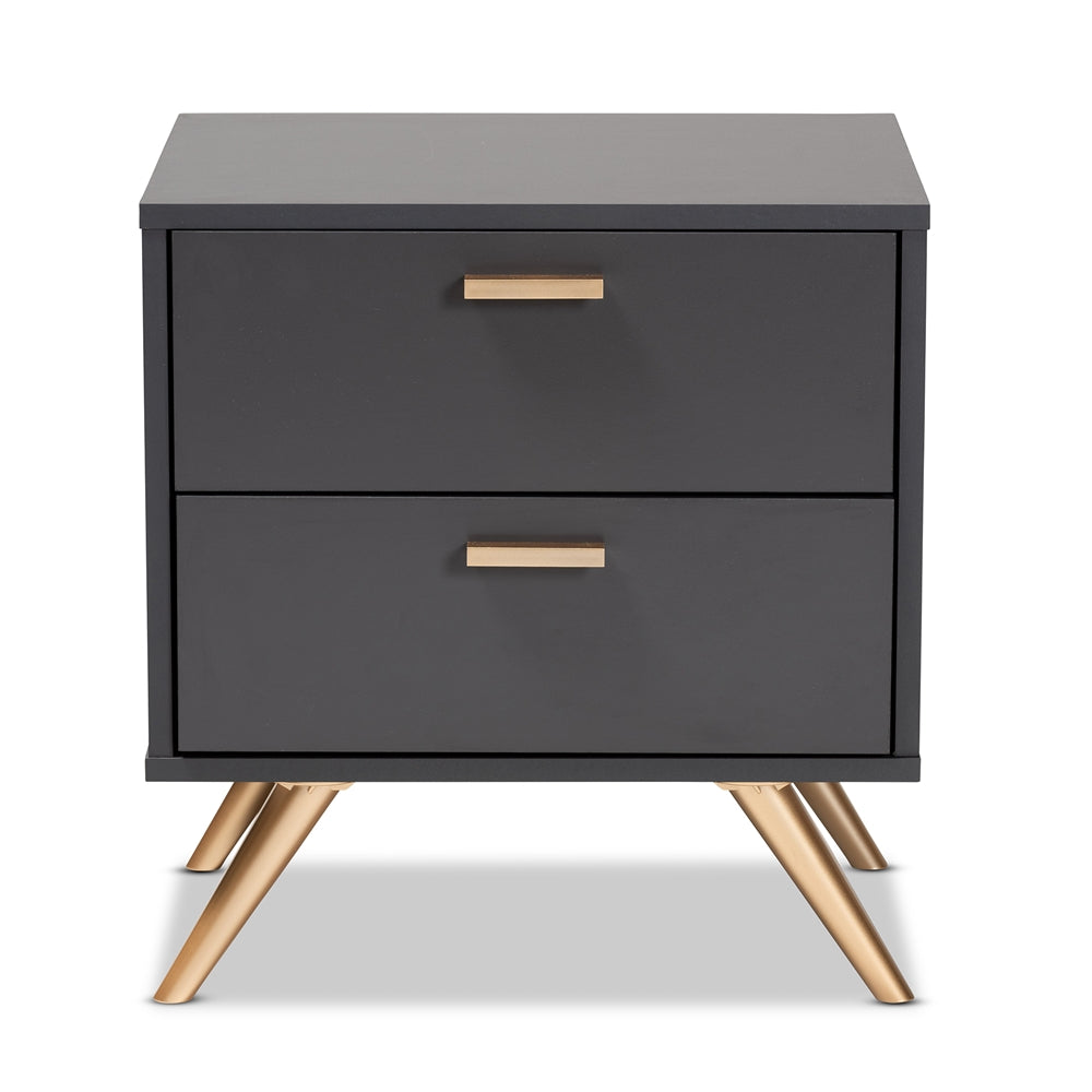 
                      
                        Baxton Studio Kelson Modern And Contemporary Dark Gray And Gold Finished Wood 2 Drawer Nightstand - lily & onyx
                      
                    