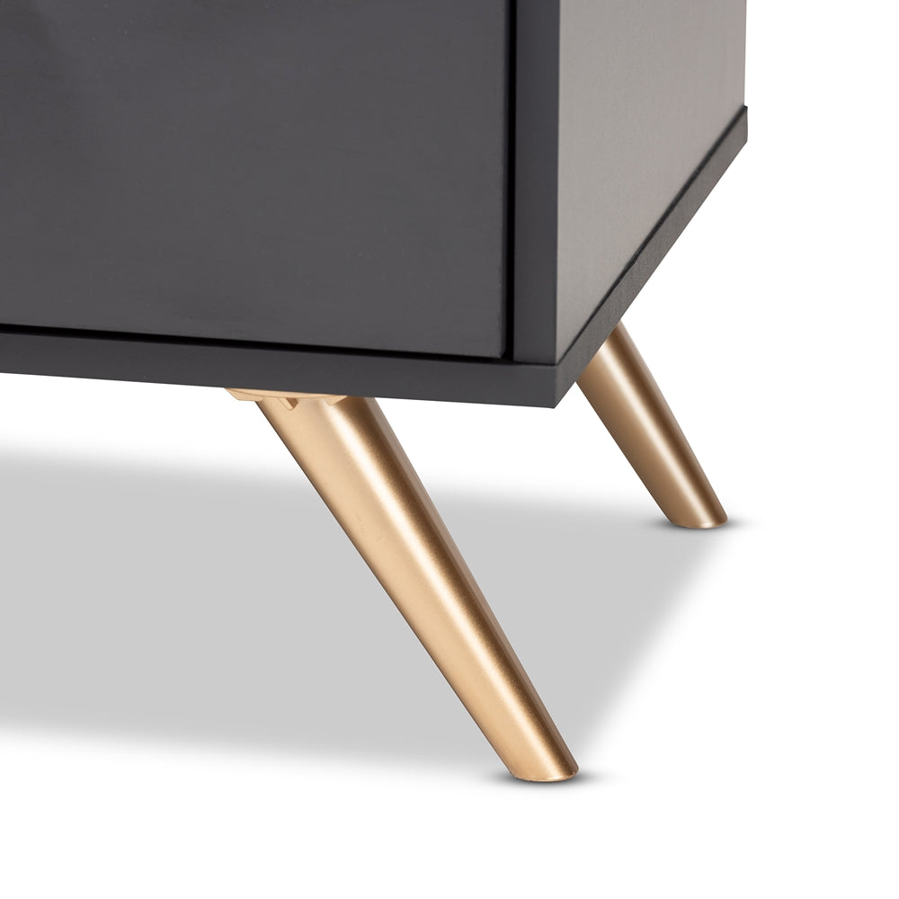 
                      
                        Baxton Studio Kelson Modern And Contemporary Dark Gray And Gold Finished Wood 2 Drawer Nightstand - lily & onyx
                      
                    