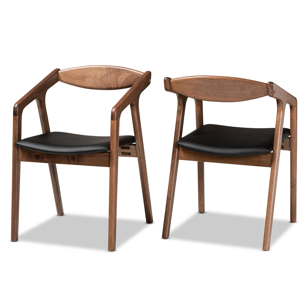 
                      
                        Baxton Studio Harland Mid Century Modern Faux Leather & Walnut Brown Finished Wood 2 Piece Dining Chair Set - lily & onyx
                      
                    
