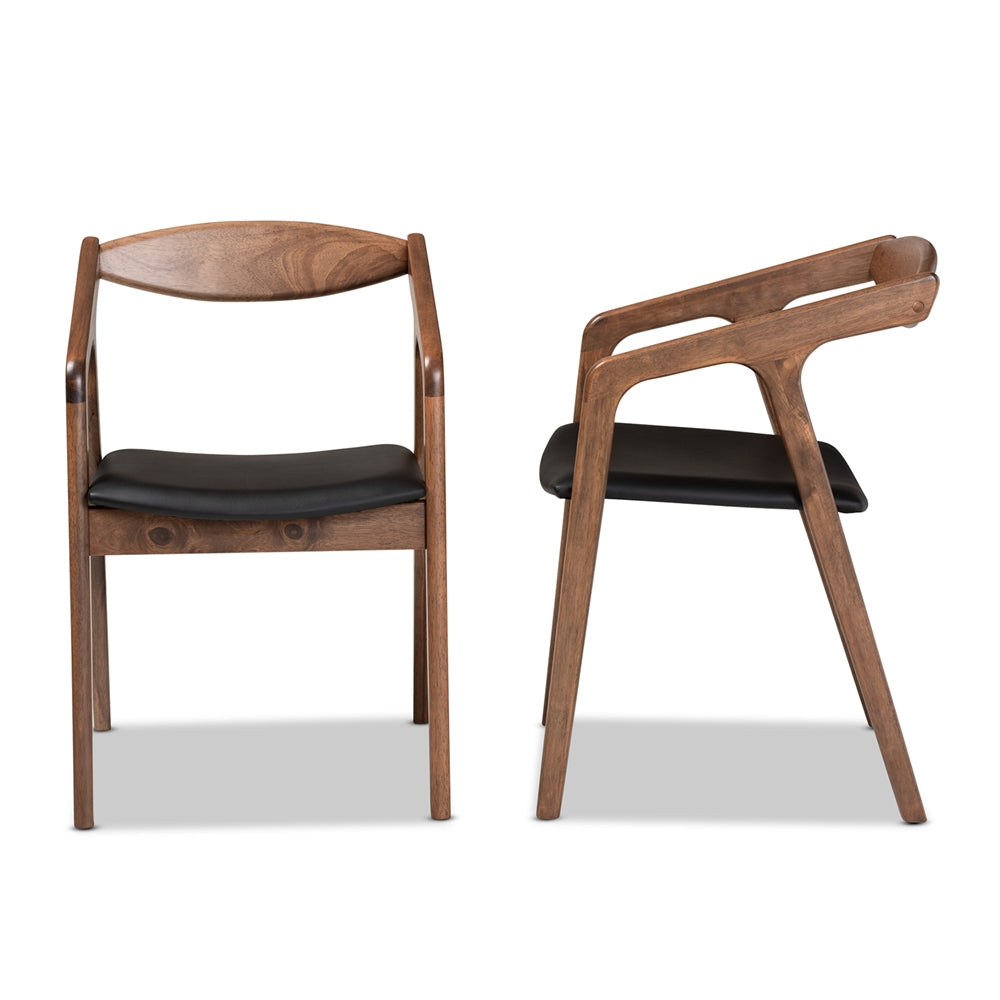 
                      
                        Baxton Studio Harland Mid Century Modern Faux Leather & Walnut Brown Finished Wood 2 Piece Dining Chair Set - lily & onyx
                      
                    