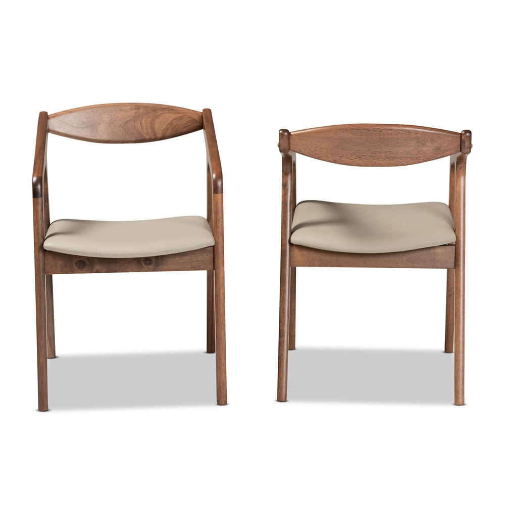 
                      
                        Baxton Studio Harland Mid Century Modern Faux Leather & Walnut Brown Finished Wood 2 Piece Dining Chair Set - lily & onyx
                      
                    