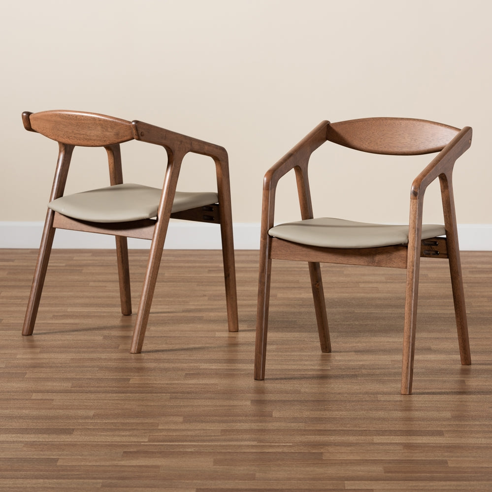
                      
                        Baxton Studio Harland Mid Century Modern Faux Leather & Walnut Brown Finished Wood 2 Piece Dining Chair Set - lily & onyx
                      
                    