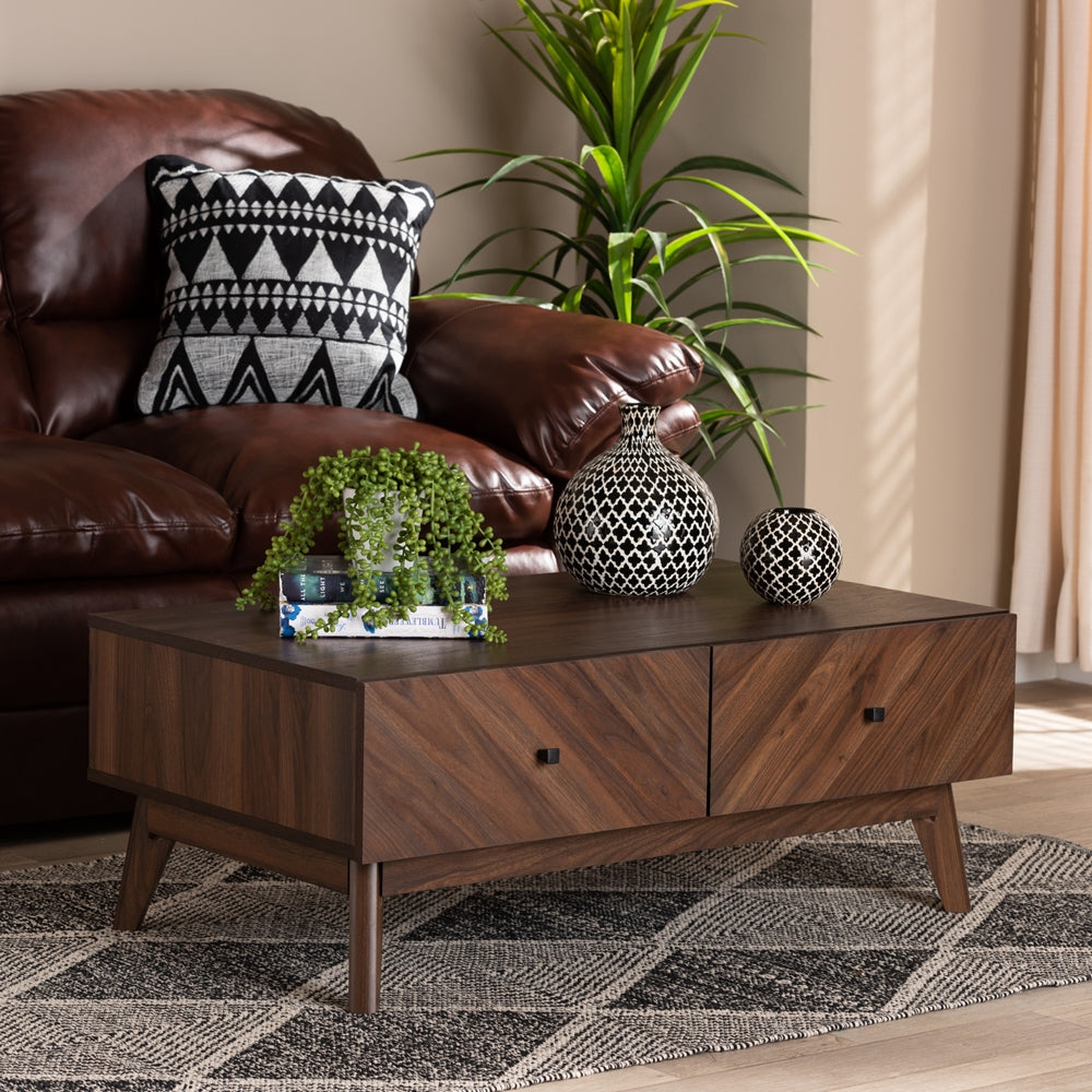 Baxton Studio Hartman Mid Century Modern Walnut Brown Finished Wood Coffee Table - lily & onyx