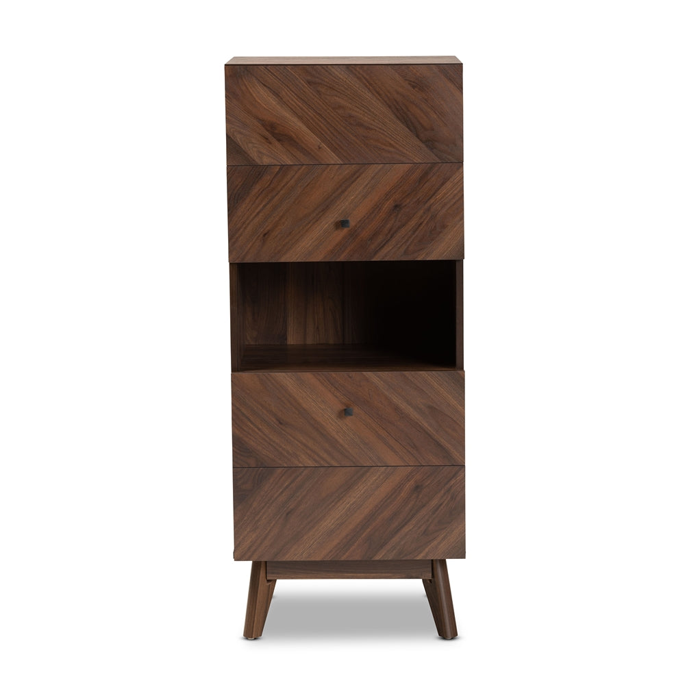 Baxton Studio Hartman Mid Century Modern Walnut Brown Finished Wood Storage Cabinet - lily & onyx