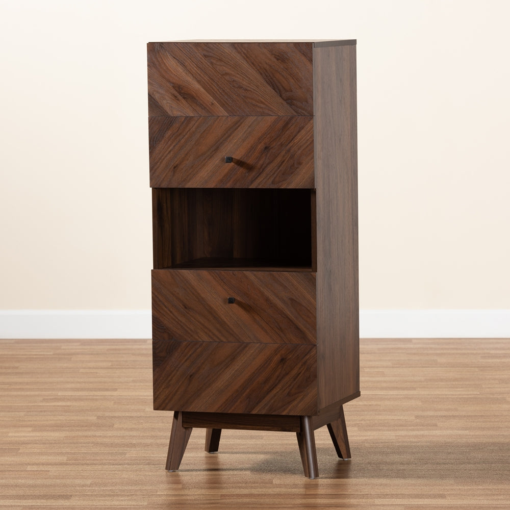 Baxton Studio Hartman Mid Century Modern Walnut Brown Finished Wood Storage Cabinet - lily & onyx