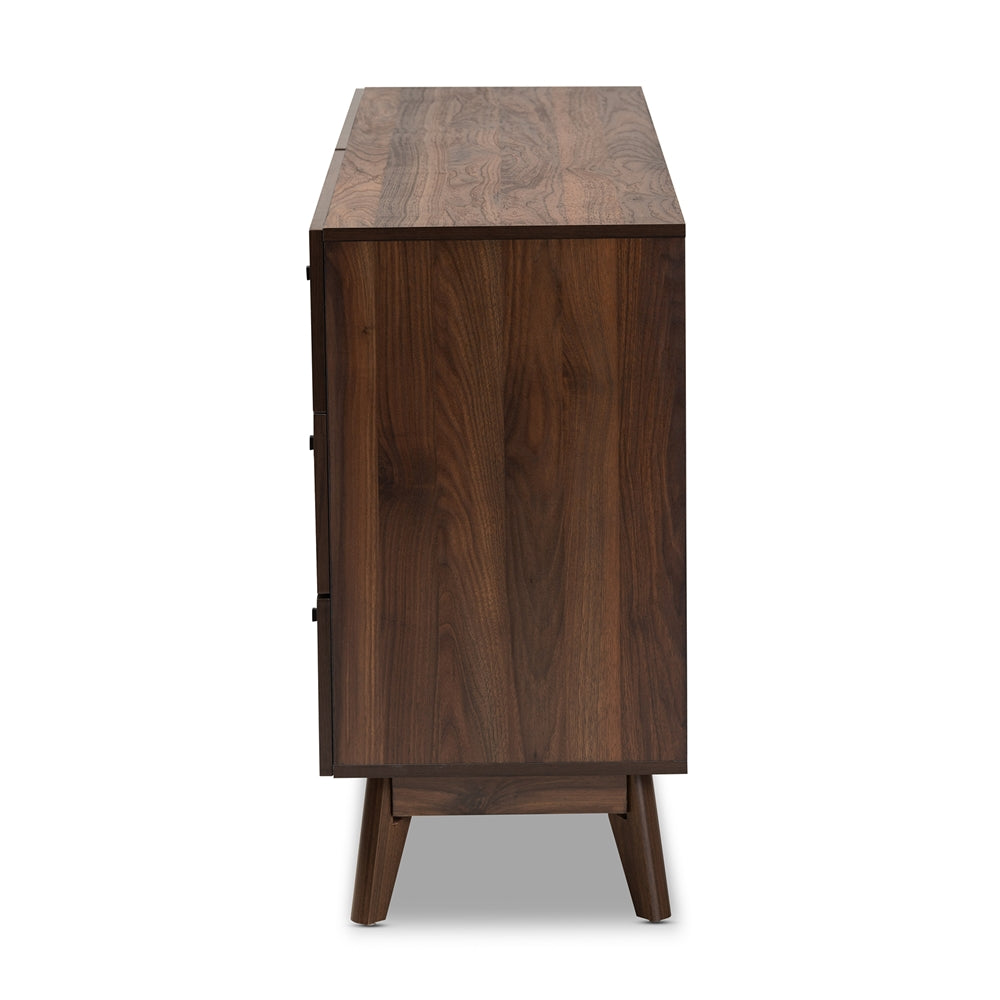 
                      
                        Baxton Studio Hartman Mid Century Modern Walnut Brown Finished Wood 6 Drawer Dresser - lily & onyx
                      
                    