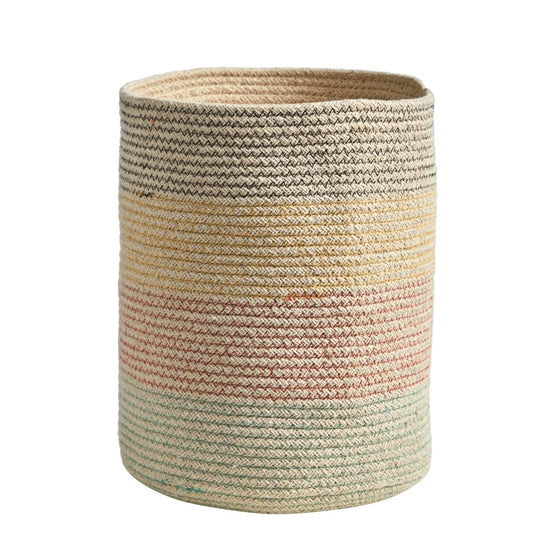 Nearly Natural 12” Handmade Natural Cotton Multicolored Woven Planter - lily & onyx