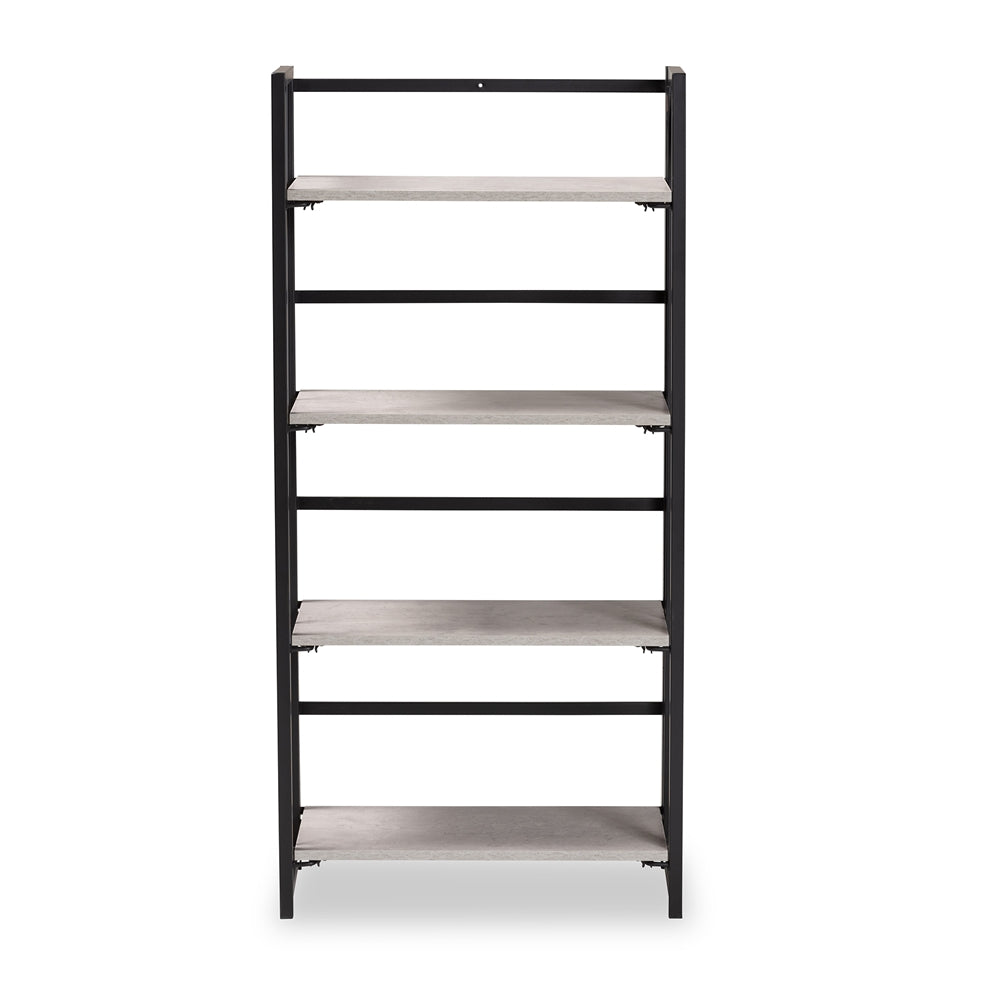 
                      
                        Baxton Studio Lakota Modern Industrial Light Grey Finished Wood And Black Metal 4 Tier Display Shelf - lily & onyx
                      
                    