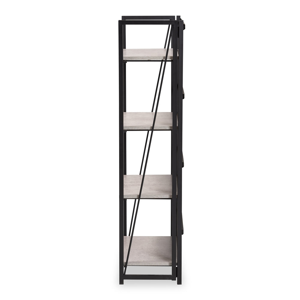 
                      
                        Baxton Studio Lakota Modern Industrial Light Grey Finished Wood And Black Metal 4 Tier Display Shelf - lily & onyx
                      
                    