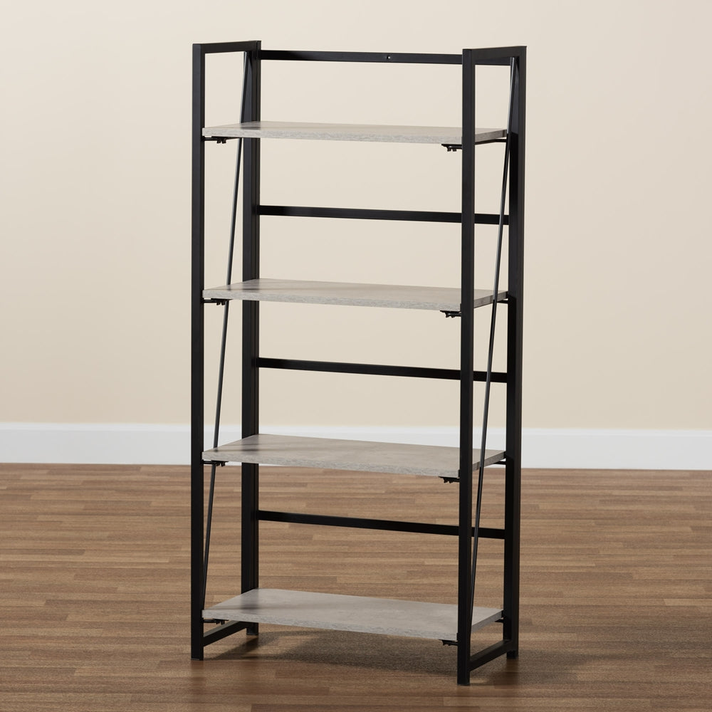 
                      
                        Baxton Studio Lakota Modern Industrial Light Grey Finished Wood And Black Metal 4 Tier Display Shelf - lily & onyx
                      
                    
