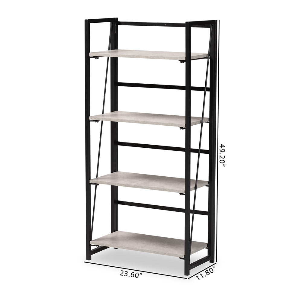 
                      
                        Baxton Studio Lakota Modern Industrial Light Grey Finished Wood And Black Metal 4 Tier Display Shelf - lily & onyx
                      
                    