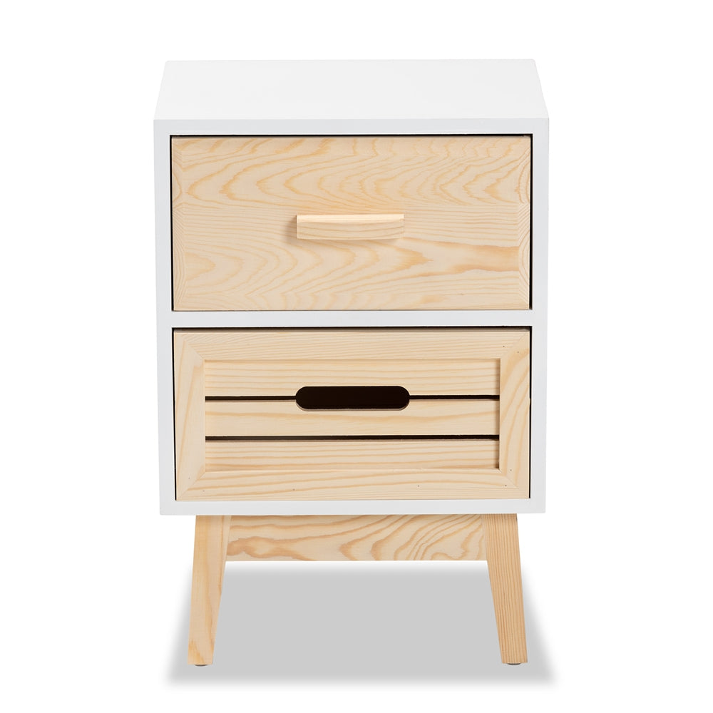 
                      
                        Baxton Studio Kalida Mid Century Modern Two Tone White And Oak Brown Finished Wood 2 Drawer Nightstand - lily & onyx
                      
                    