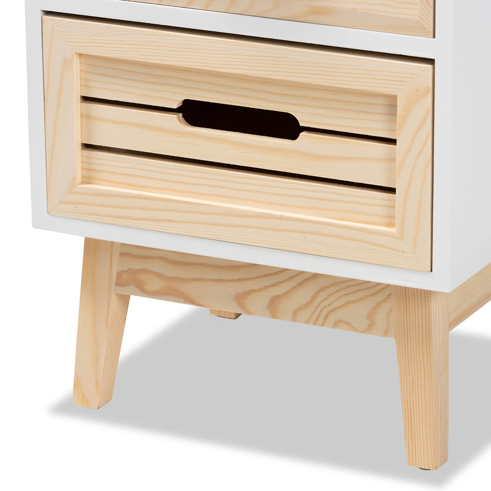 
                      
                        Baxton Studio Kalida Mid Century Modern Two Tone White And Oak Brown Finished Wood 2 Drawer Nightstand - lily & onyx
                      
                    