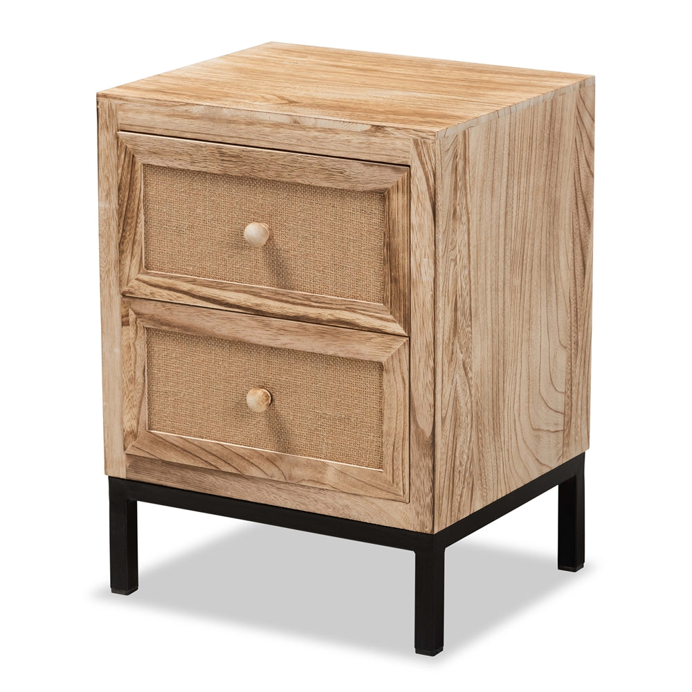 
                      
                        Baxton Studio Lalette Mid Century Modern Oak Brown Finished Wood And Black Metal 2 Drawer Nightstand - lily & onyx
                      
                    