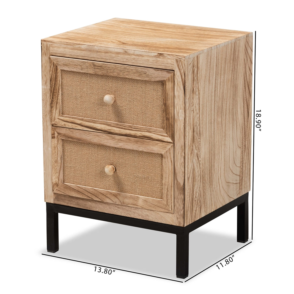 
                      
                        Baxton Studio Lalette Mid Century Modern Oak Brown Finished Wood And Black Metal 2 Drawer Nightstand - lily & onyx
                      
                    
