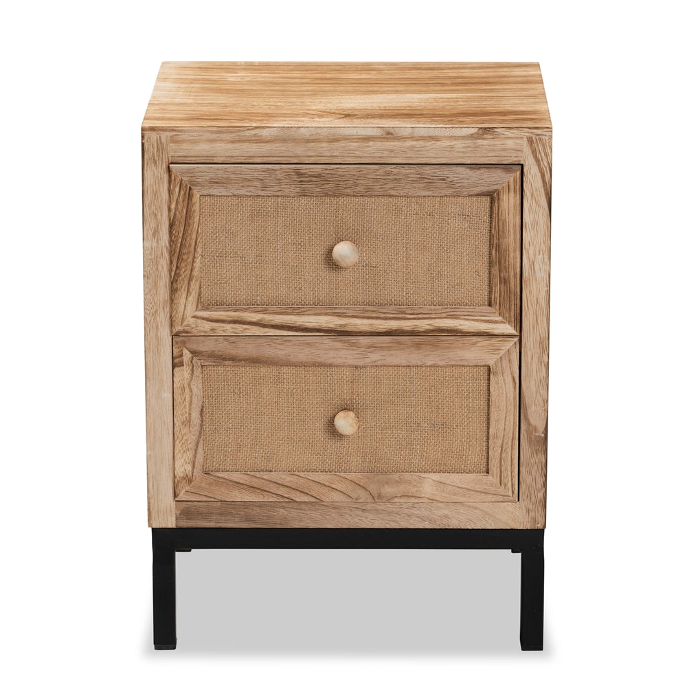 
                      
                        Baxton Studio Lalette Mid Century Modern Oak Brown Finished Wood And Black Metal 2 Drawer Nightstand - lily & onyx
                      
                    