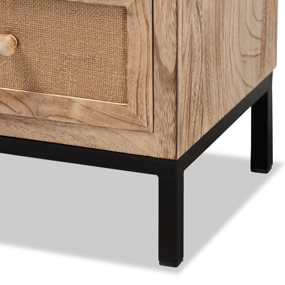 
                      
                        Baxton Studio Lalette Mid Century Modern Oak Brown Finished Wood And Black Metal 2 Drawer Nightstand - lily & onyx
                      
                    