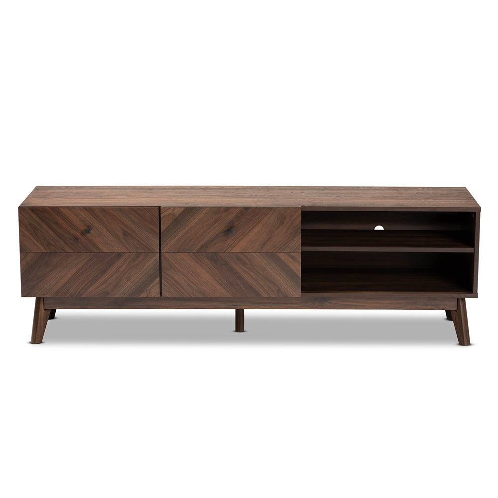Baxton Studio Hartman Mid Century Modern Walnut Brown Finished Wood Tv Stand