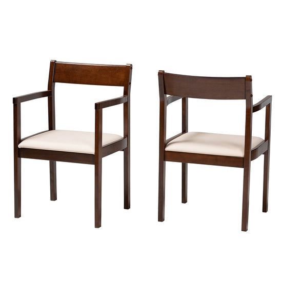 Baxton Studio Helene Mid-Century Modern Upholstered Fabric & Dark Brown Finished Wood 2-Piece Dining Chair Set - lily & onyx