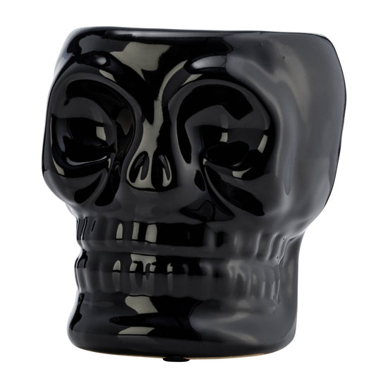 Sagebrook Home 14 Oz Black Skull Ceramic Candle with Glossy Finish - lily & onyx