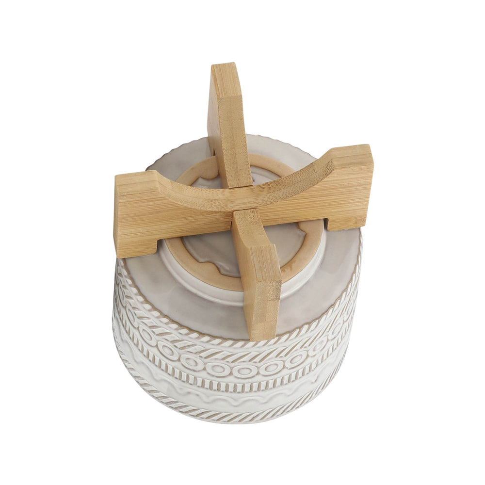 
                      
                        Sagebrook Home Ivory Ceramic Planter with Tribal Inspired Design and Wood Stand - lily & onyx
                      
                    