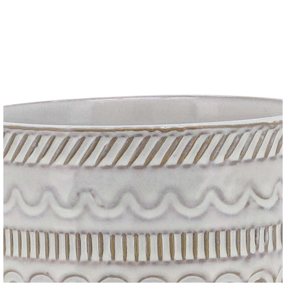 
                      
                        Sagebrook Home Ivory Ceramic Planter with Tribal Inspired Design and Wood Stand - lily & onyx
                      
                    