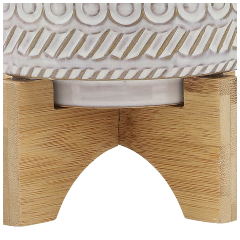 
                      
                        Sagebrook Home Ivory Ceramic Planter with Tribal Inspired Design and Wood Stand - lily & onyx
                      
                    