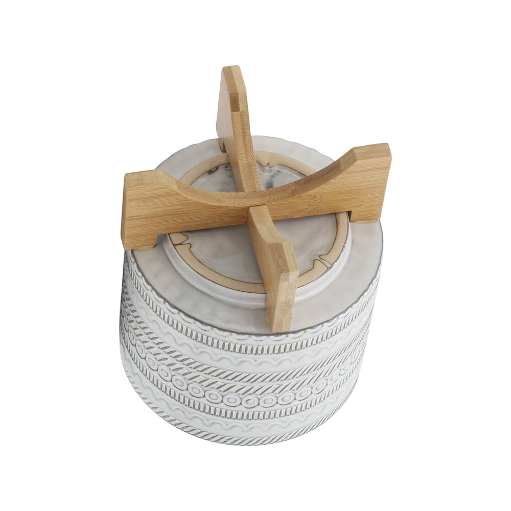 
                      
                        Sagebrook Home Ivory Ceramic Planter with Tribal Inspired Design and Wood Stand - lily & onyx
                      
                    