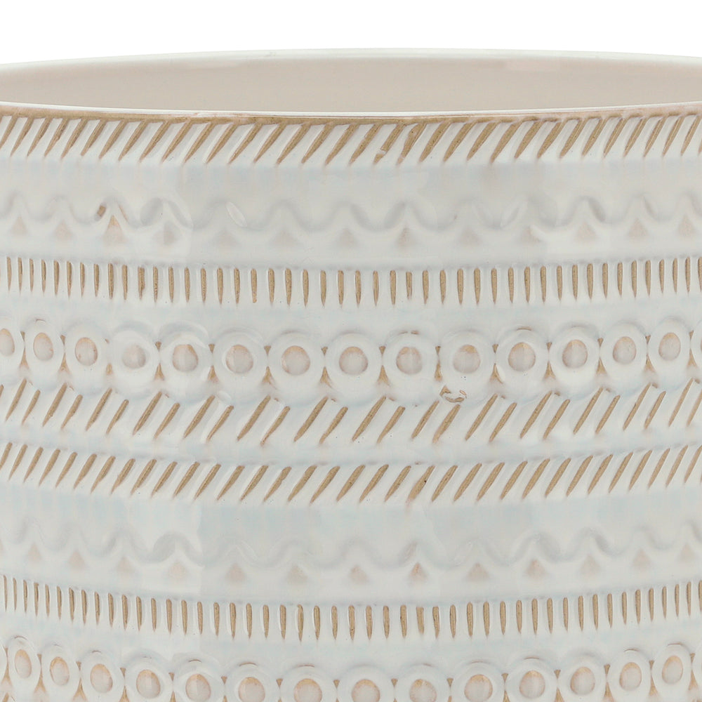 
                      
                        Sagebrook Home Ivory Ceramic Planter with Tribal Inspired Design and Wood Stand - lily & onyx
                      
                    