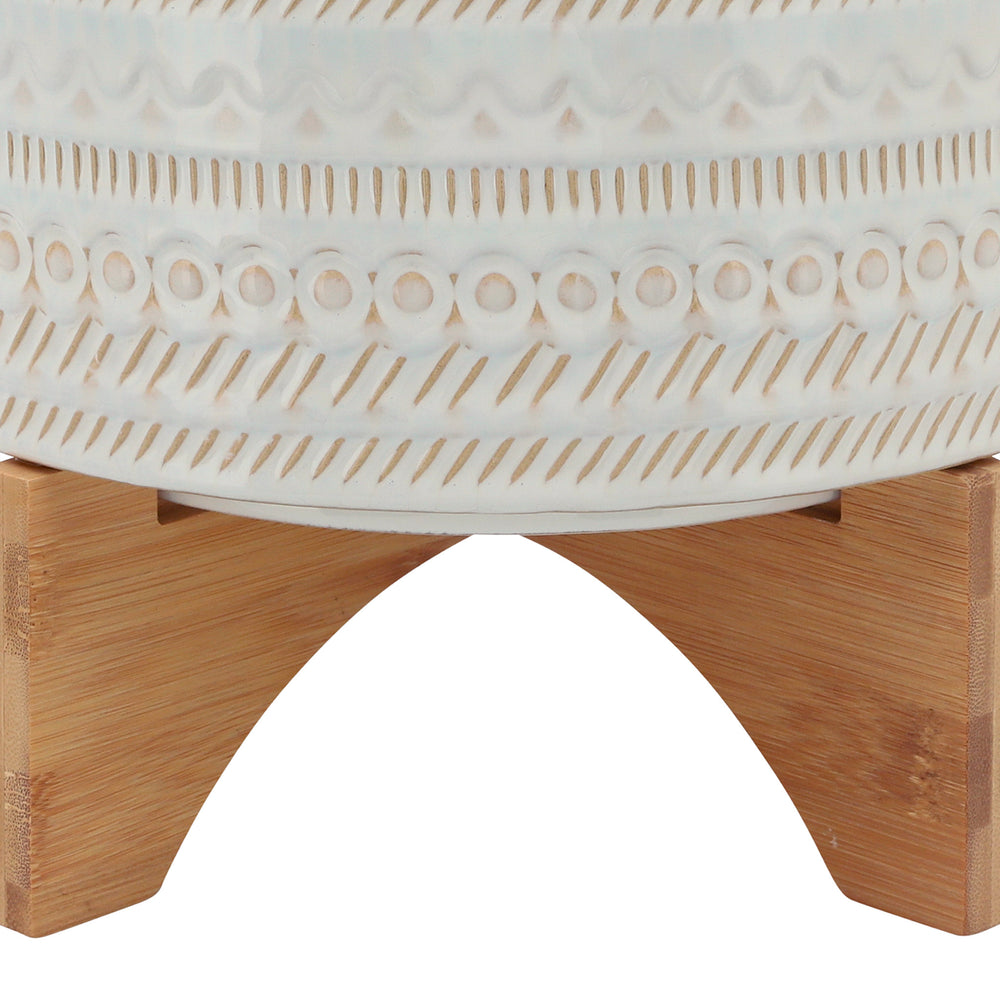 
                      
                        Sagebrook Home Ivory Ceramic Planter with Tribal Inspired Design and Wood Stand - lily & onyx
                      
                    