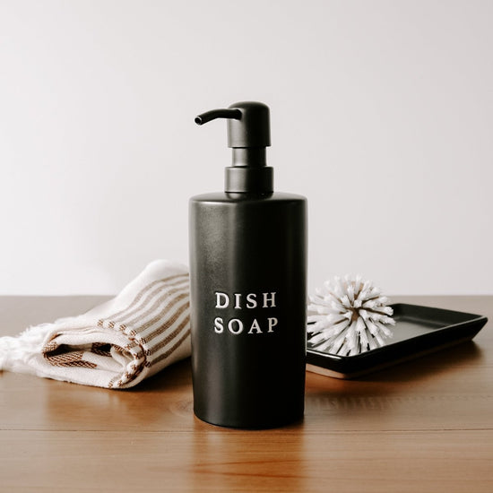 Sweet Water Decor 15oz Black Stoneware Dish Soap Dispenser - lily & onyx
