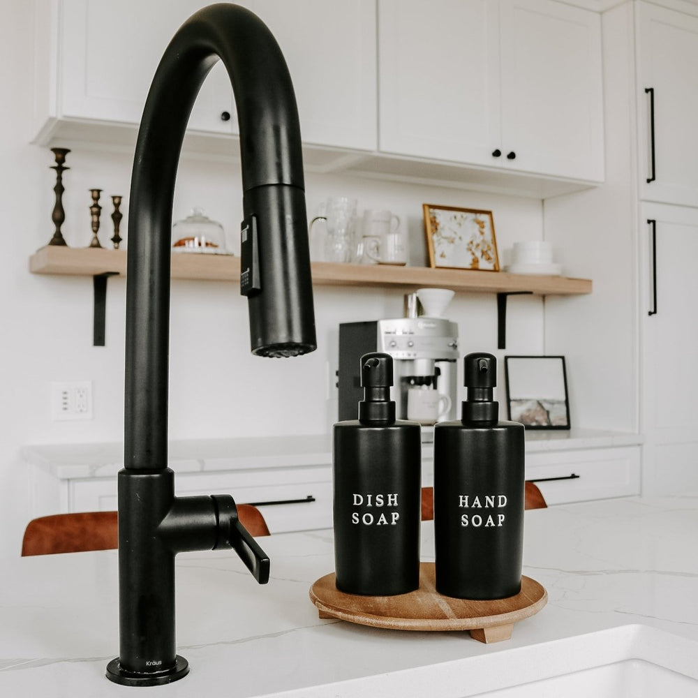 
                      
                        Sweet Water Decor 15oz Black Stoneware Hand Soap Dispenser - lily & onyx
                      
                    