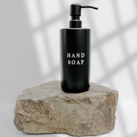 Load image into Gallery viewer, Sweet Water Decor 15oz Black Stoneware Hand Soap Dispenser - lily &amp;amp; onyx
