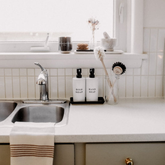 Sweet Water Decor 15oz White Stoneware Dish Soap Dispenser - lily & onyx