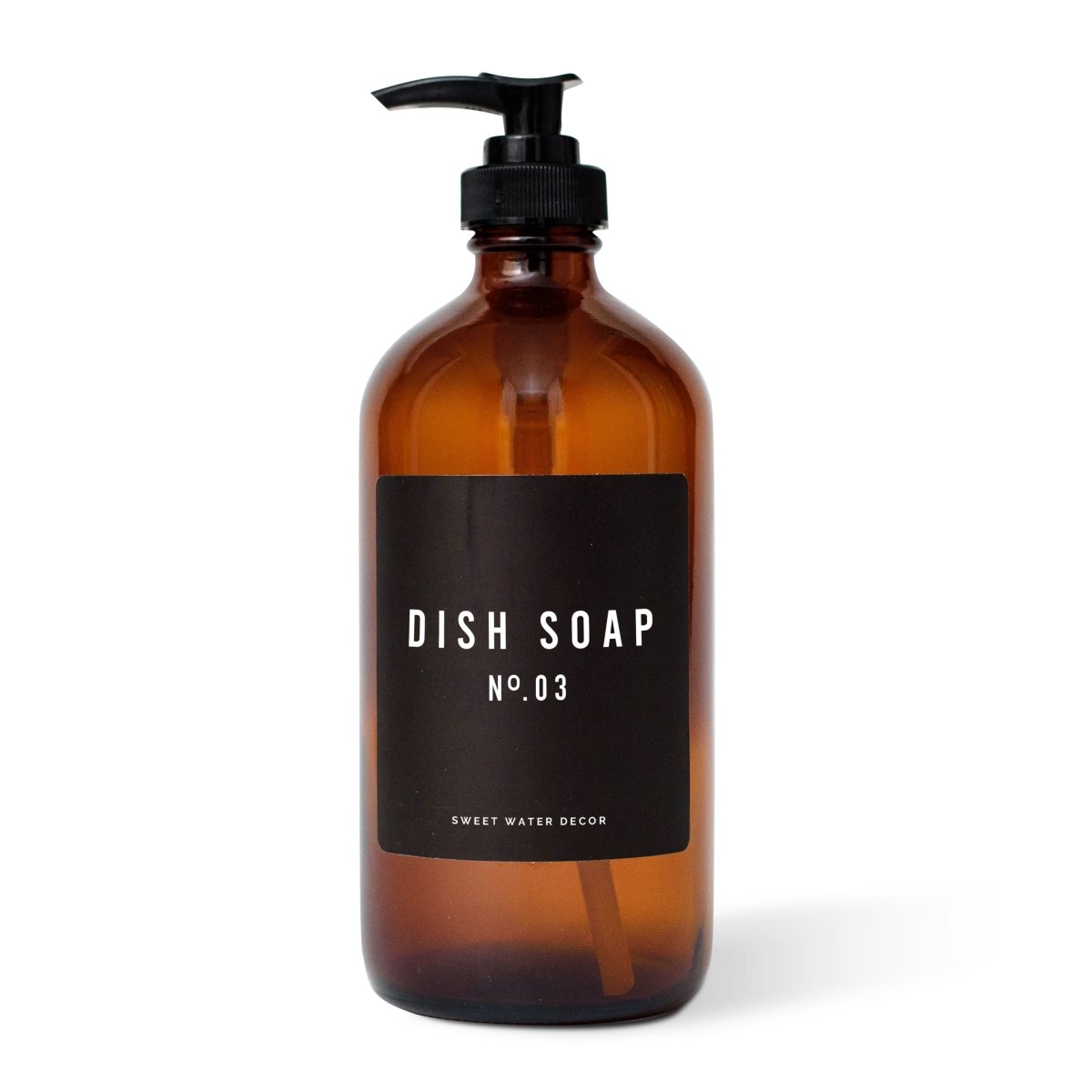 Sweet Water Decor 16oz Amber Glass Dish Soap Dispenser - Black Label - lily & onyx