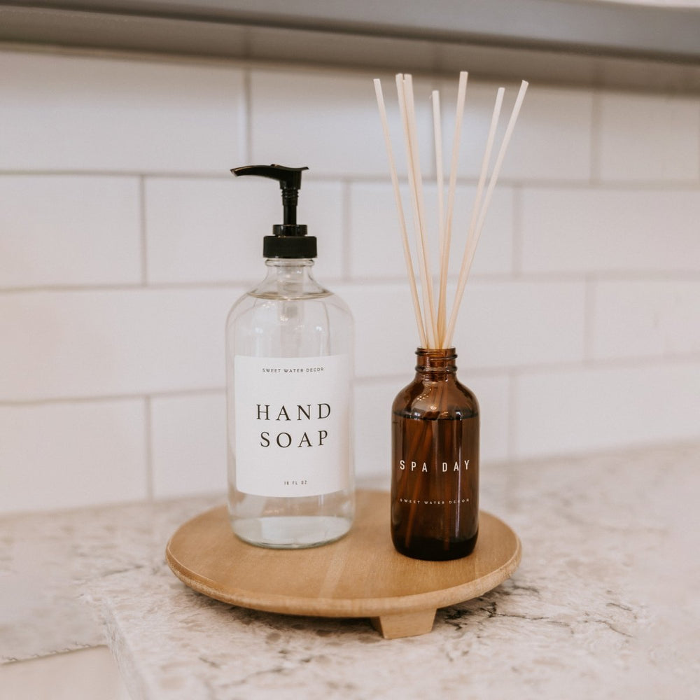 
                      
                        Sweet Water Decor 16oz Clear Glass Hand Soap Dispenser - White Text Label - lily & onyx
                      
                    